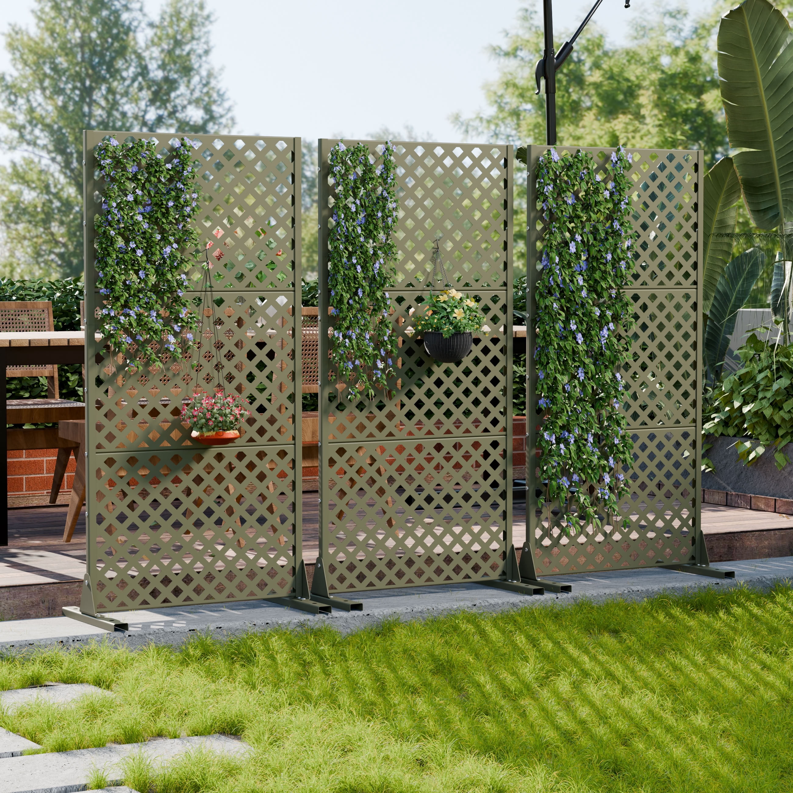MAYEERTY 59*30in Outdoor Privacy Screen, Tiny Patio Metal Privacy Fence, Privacy Panel for Balcony, Backyard, Garden