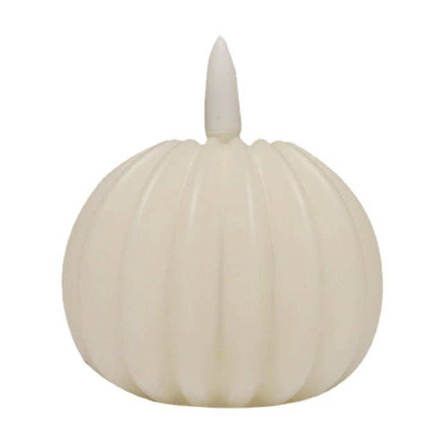 Battery Operated Pumpkin Candle with Flickering LED Light 3 in Mini Flameless Decor for Halloween and Fall