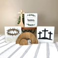 thumbnail image 4 of 1 Set Of Easter Tiered Tray Decor Easter Table Wooden Sign Decorations Easter Bunny Tray Decor Crucifix Tabletop Decor Rustic Tiered Tray Decor For Farmhouse Kitchen Home Decorations Kitc, 4 of 9