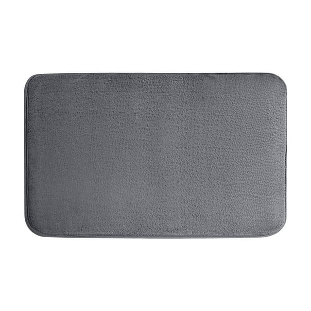 Grey Thick Foam Bath Mat Super Soft Absorbent Bathroom Rug Non-Slip Quick Dry Machine Washable Floor Carpet For Tub Shower Home Decor 0.33 Lbs
