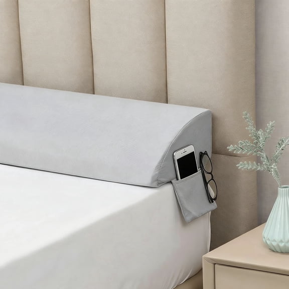 edx King Size Bed Wedge Pillow, Wedge Pillow Headboard, Bed Gap Filler (0-8") for Between Your Headboard and Mattress or Wall, Grey