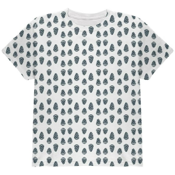 Autumn Pine Cone Pattern All Over Youth T Shirt Multi YMD