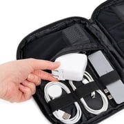 PAVILIA Travel Cord Organizer, Electronic Organizer Travel Case, Tech Organizer Travel Case, Cable Organizer Travel Storage, Small Charger Cord Bag Pouch, Travel Accessories Tech Gifts for Men, Black
