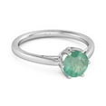 thumbnail image 2 of Solid 925 Sterling Silver 0.25 Ctw Emerald 6-Prong Set Solitaire Women Mother's Day Gift Ring, 2 of 3