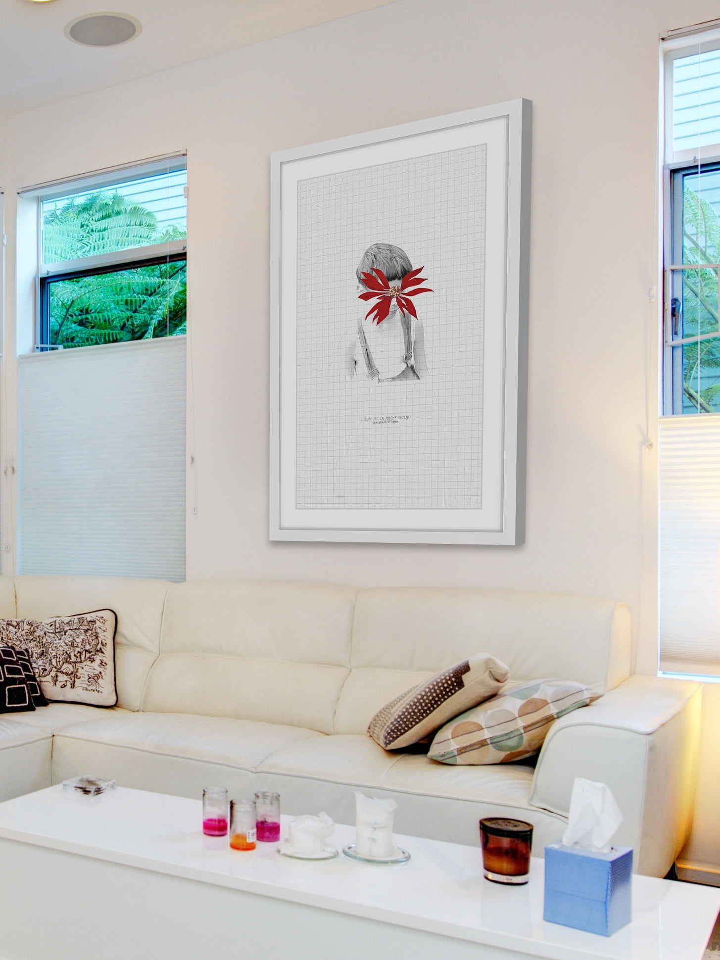 "Flor De La Noche Bueno Ii" Framed Painting Art Print, 30" x 1.5"