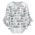 thumbnail image 5 of Cute Airstream Pattern Women's V-Neck Blouse With 3/4 Ruffled Bell Sleeves Casual Top Ladies Blouses, 5 of 7