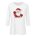 thumbnail image 4 of Gamivast Womens Plus Christmas Tops Casual 3/4 Sleeve Shirts Dressy Round Neck Holiday Blouses Loose Fitted Santa Printed Party Tops Trendy Winter Fashion Outfits 2025, 4 of 5