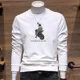 thumbnail image 4 of Sudadera con cuello redondo y estampado de ropa masculina, ajustada y sin capucha, de color negro, de algodón y color pastel, 4 of 5