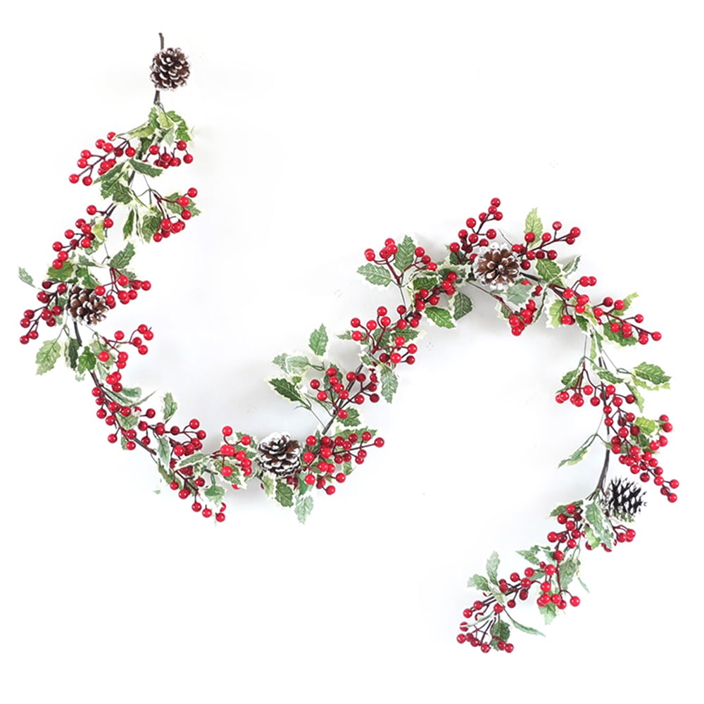 Red Berry Garland Christmas Decoration 6ft Artificial Red Berry Wreath