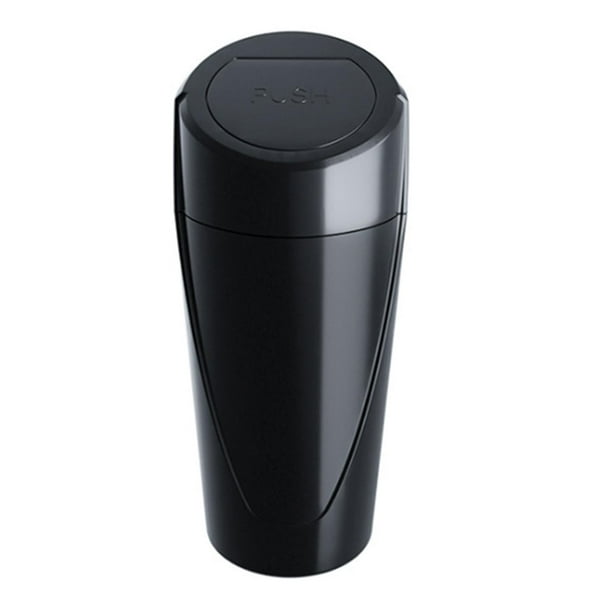 Portavasos para automóvil, contenedor de basura para automóvil con tapa, fácil instalación, bolsillo de almacenamiento, contenedor de basura para auto negro