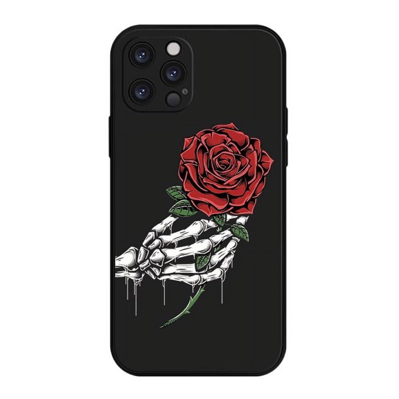 DMERBYL Rose Skull Phone Case Compatible with iPhone 14 Pro (6.1 inch)- Shock of tective TPU Cute Cool Skeleton iPhone Case Designed for iPhone Case for Men Girls Women Boys