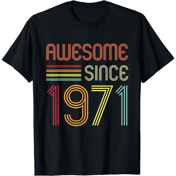 Awesome Since 1971 52nd Birthday Retro T-Shirt Black Medium