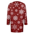 thumbnail image 4 of Mlqidk Women Christmas Cardigan Snowflake Xmas Tree Shirt Knitting Long Sleeve Open Front Outwear Knitted Sweaters Coat Holiday Top Watermelon Red XXL, 4 of 5