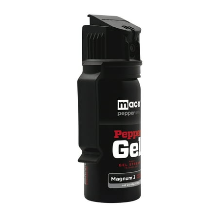 Mace Brand Magnum 3 Pepper Gel, 1.59 oz, 20 Feet Range, No Wind Blowback, Max Strength 10% OC Formula, Long Lasting UV Dye, Flip Top Safety Cap, Self Defense Pepper Spray Gel for Women & Men - Black