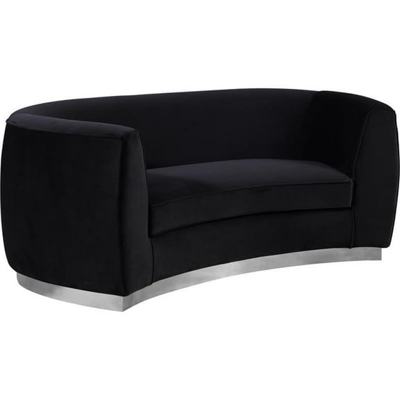 Pemberly Row Modern / Contemporary Black Finish Velvet Loveseat