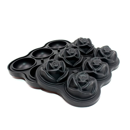 

Farfi 1 Pcs Ice Cube Tray Mold Rose Shape Anti-spill Silicone Cocktails Fadeless Ice Tray Mold for Bar