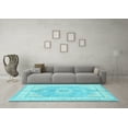 thumbnail image 3 of Ahgly Company Indoor Square Medallion Light Blue Traditional Area Rugs, 6' Square, 3 of 4
