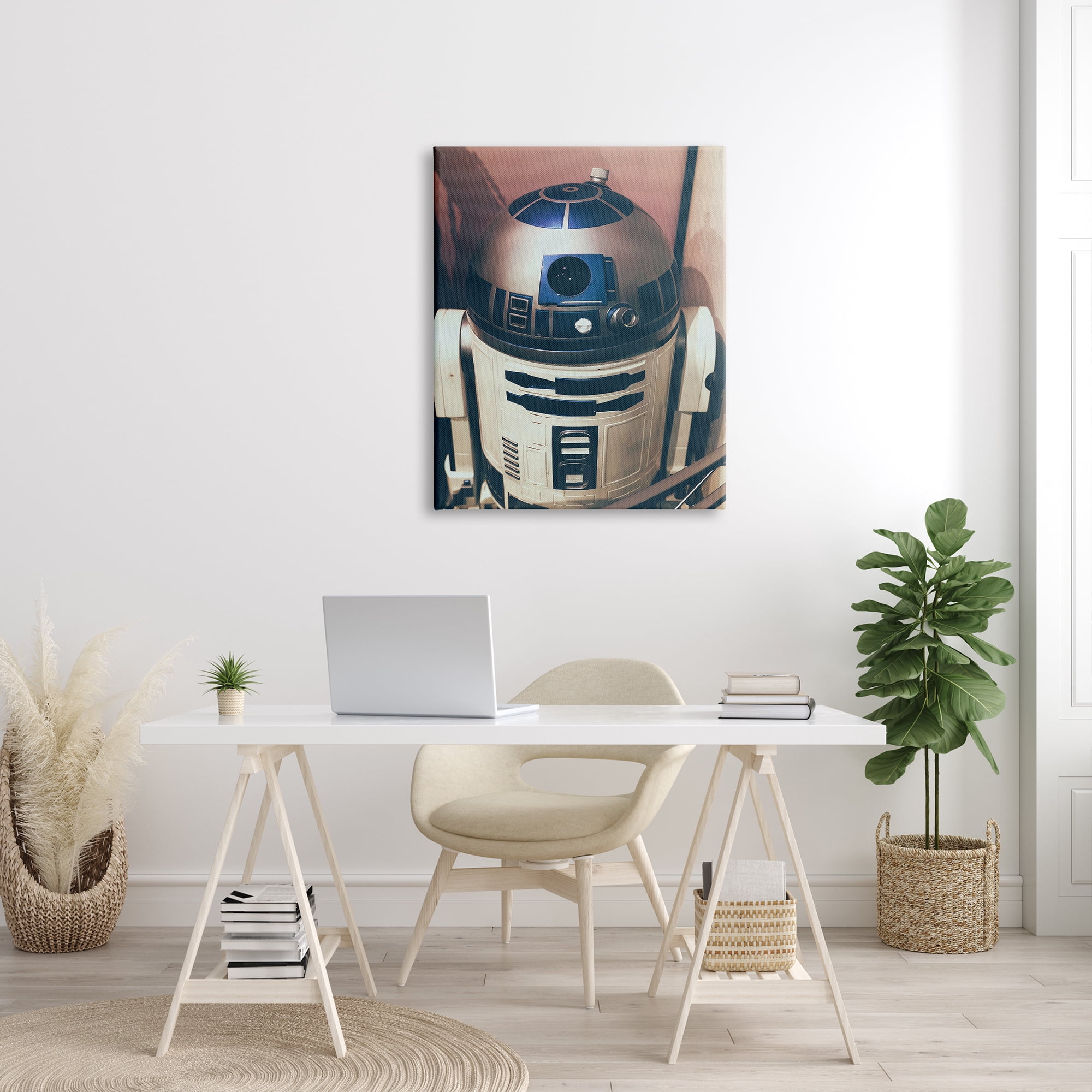 Stupell Industries Iconic Retro Sci-fi Space Robot Blue White, 30 x 40, Designed by Nice Nshuti