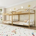 thumbnail image 5 of Metal Bunk Bed Twin Over Twin, Bunkbeds Frame with Safety Guard Rails, Steel Bed for School, Bedroom Space-Saving, Gold, 5 of 8