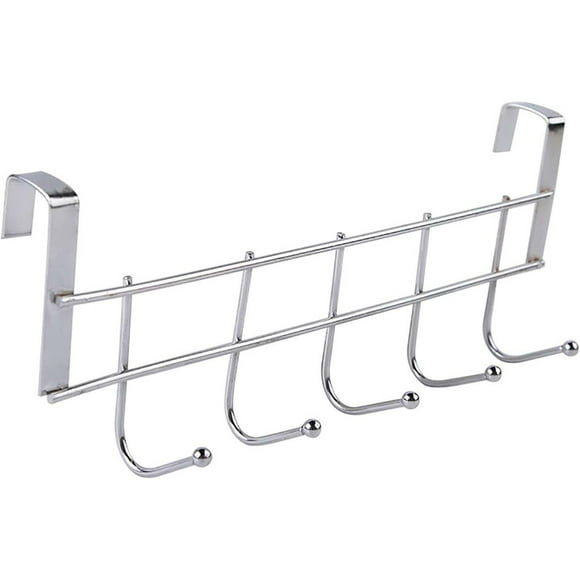 Crochet de Porte, Crochet en Acier Inoxydable Robuste, Organise Chambre, Salle de Bain, Placards, Convient pour Porte de Moins de 0,8 Pouces d'Épaisseur (Argent) 9.7x3.5"