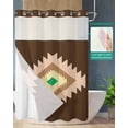 thumbnail image 2 of No Hook Shower Curtain with Snap in Liner, Boho Beige Khaki and Green Geometric Moroccan Farmhouse Brown Shower Curtains for Bathroom, Washable Shower Curtain Liner Set with Mesh Top Window, 72"x72", 2 of 6