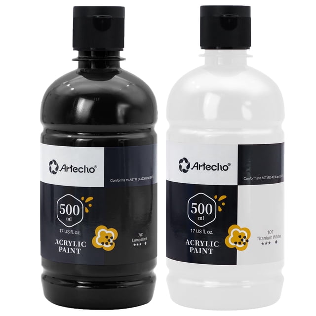 Pintura acrílica Artecho blanca y negra 500 ml/17 oz