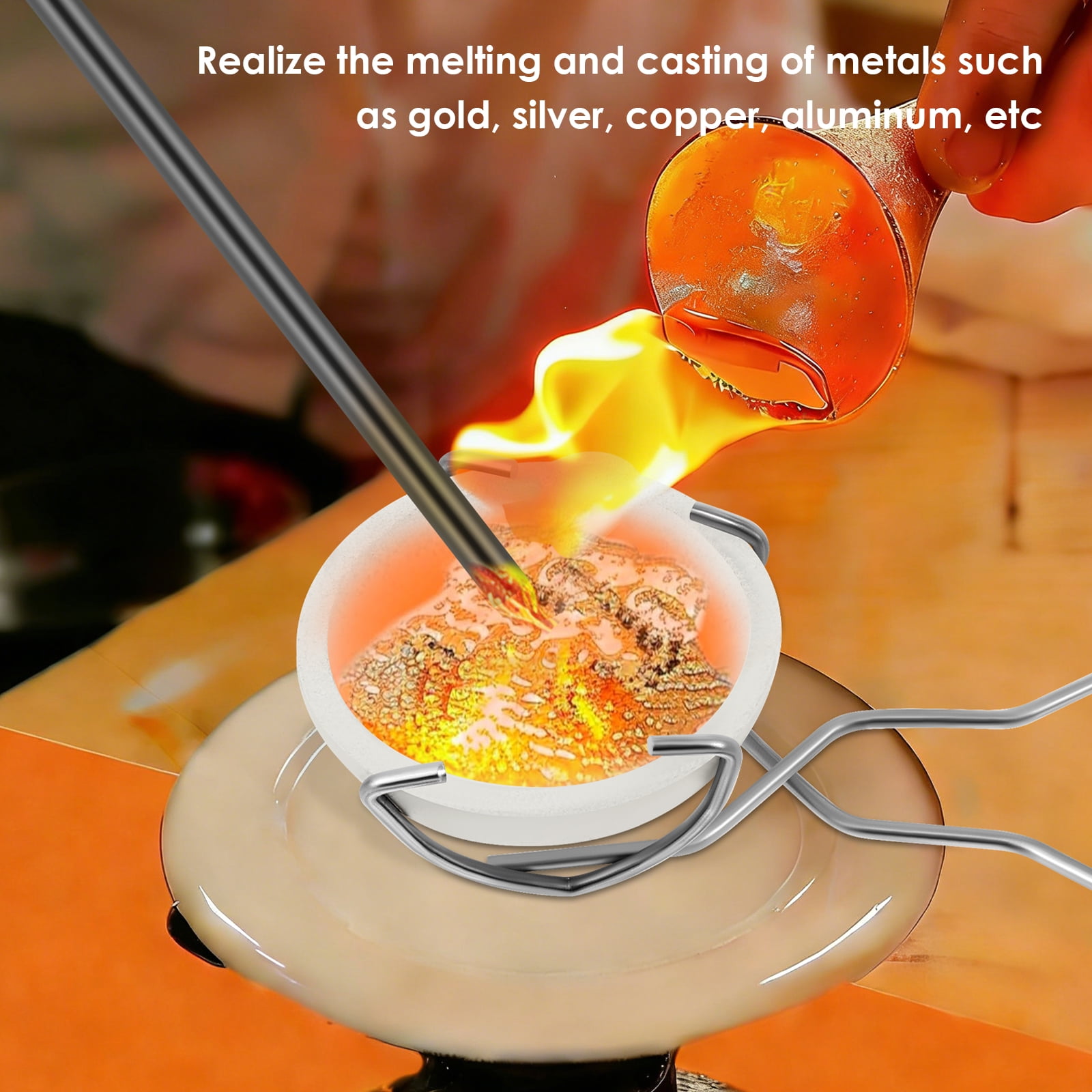 8 Piece Melting Casting Set Including Tool Tong 2 Graphite Stir Rod Sticks 5 in 1 Graphite Ingot Mold and More for Gold Silver Aluminum