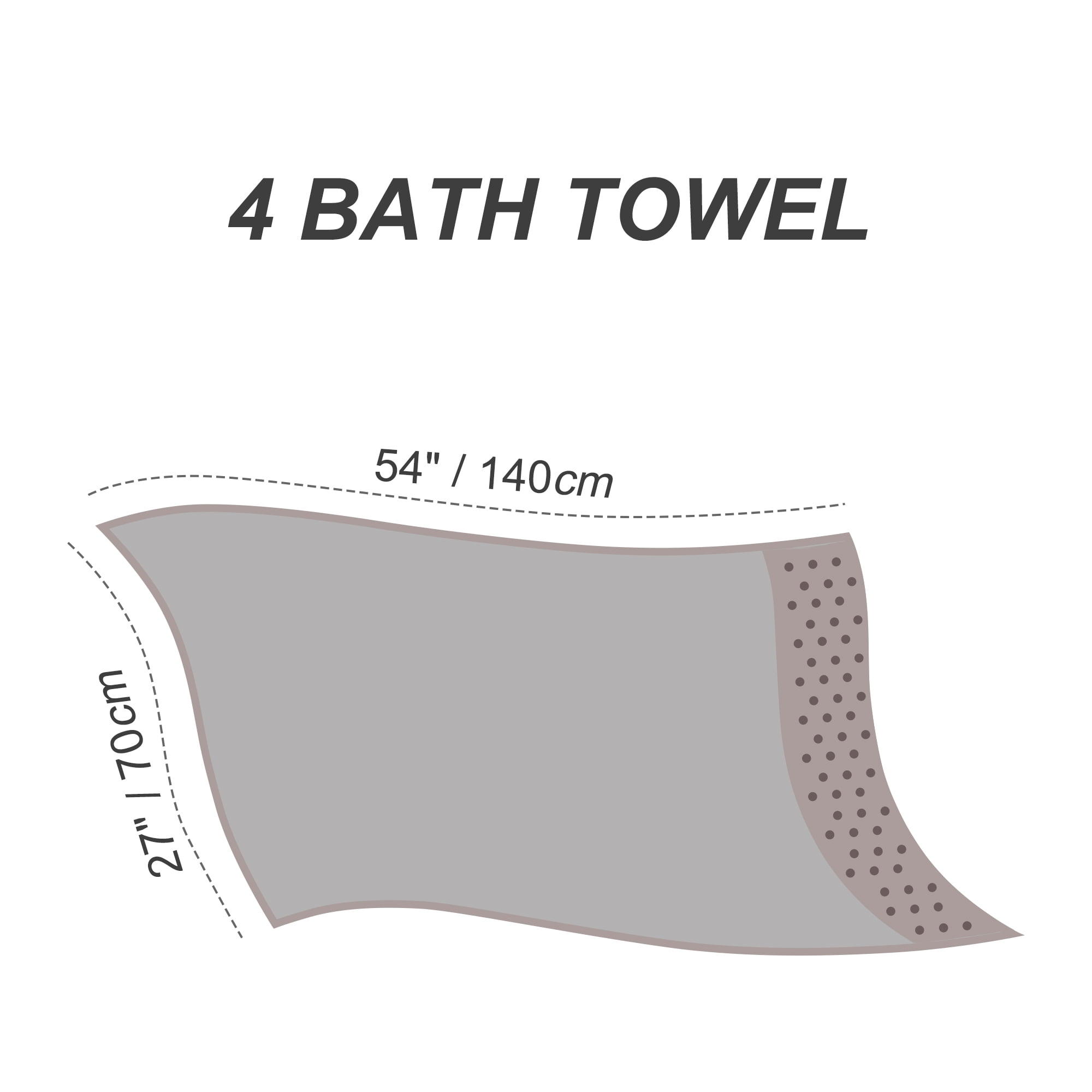 Unique Bargains Hand Towel Set 27" x 54" Soft 100% Combed Cotton 600 GSM Luxury Towels 4 Bone