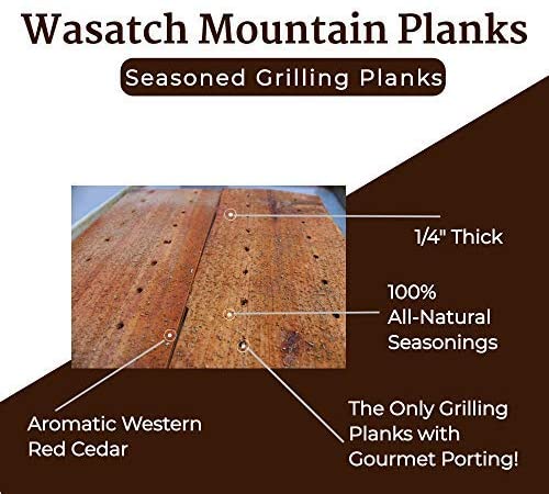Wasatch Mountain Cedar Grilling Planks for Salmon; Bundle 4 Pack Seasoned w/ 100% Natural Herbs, Spices & Oils; Gourmet Ports Combine Steam & Wood Smoke Flavor (Rosemary Merlot, Garlic Lemon Pepper) - image 4 of 8