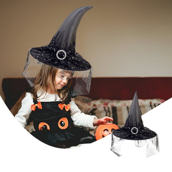 Staron Halloween Witch Hat under $5! Foldable Cosplay Costume Accessory for Women Party, Black, 13.77in