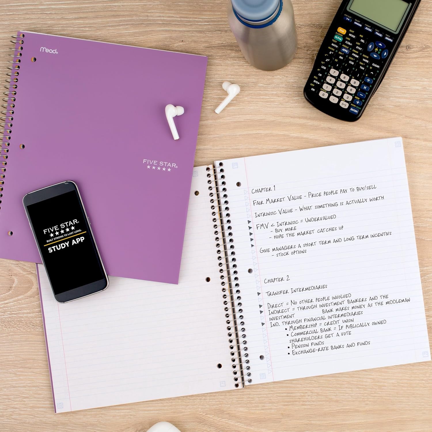 General Spiral Notebook + Study App, 100 Sheets, 1 Subject, College Ruled Paper, Fights Ink Bleed, Water Resistant Cover, 820337-ECM, Purple, Pink, White & Green, 8-1/2" x 11", 4 Pack