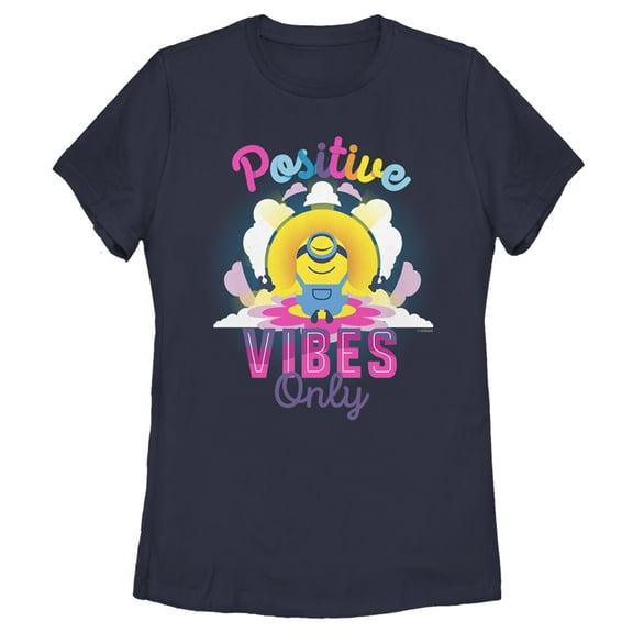 Women's Minions: The Rise of Gru Stuart Positive Vibes Only Graphic Tee Navy Blue X Large
