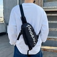 thumbnail image 2 of Sling Backpack,Travel Hiking Daypack Pattern Rope Crossbody Black Shoulder Bag With Earphone Hole, 2 of 7