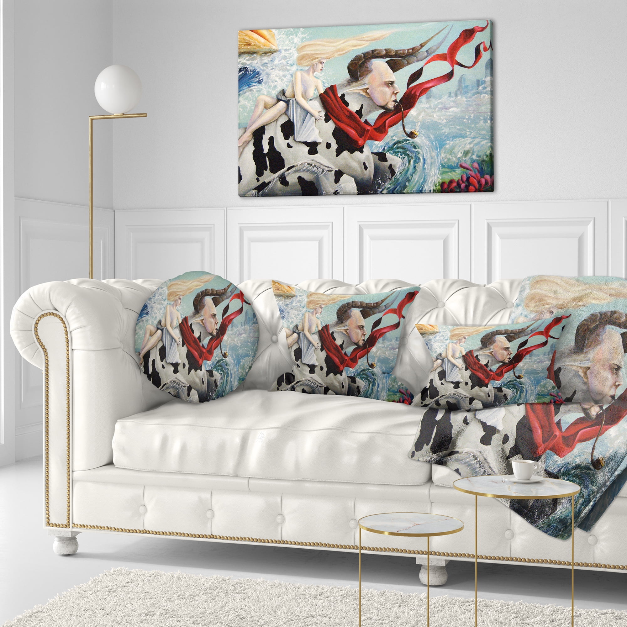 Designart The Rape of Europe - Abstract Throw Pillow - 12x20