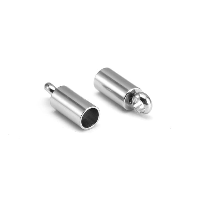 Embouts de Cordon en Acier Inoxydable 201 Résistants Couleur Acier Inoxydable Trou 8x2.5mm : Diamètre Intérieur 1.5mm : 2mm