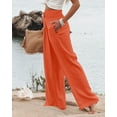 thumbnail image 5 of Mumubreal Women's Wide Leg Linen Pants Drawstring High Waist Palazzo Pants Flowy Beach Lounge Trousers with Pockets, 5 of 7