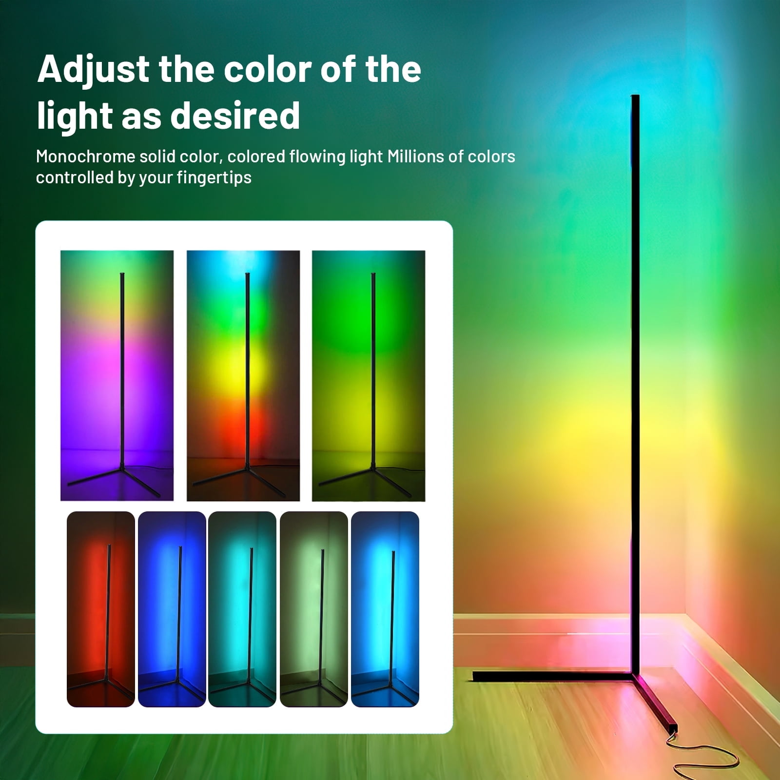 2PCS Led Corner Floor Lamp, Smart RGB Floor Lamp with APP&Remote, 16 Million Colors Changing, Music sync, Modern Corner led Light for Bedroom Living Room and Gaming Room, Timing&Schedule