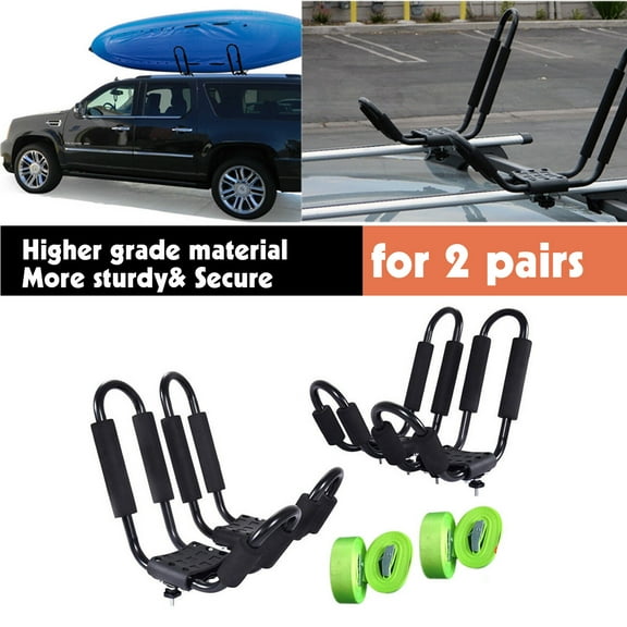 2 pairs Canoe Boat Kayak Roof Rack Car SUV Truck Top Mount Carrier J Cross Bar