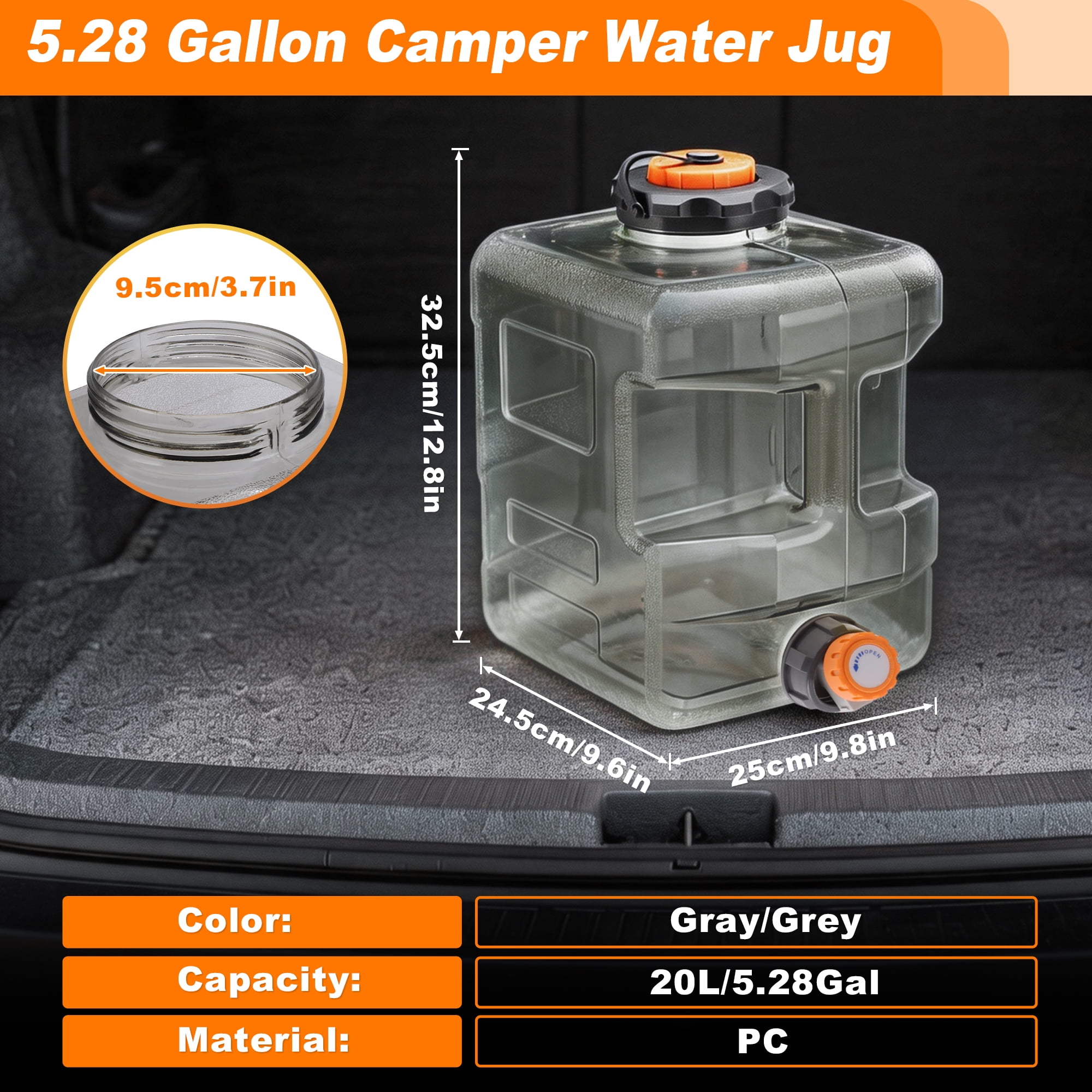 Unique Bargains Camping Water Jug Portable Bucket 5.28 gal