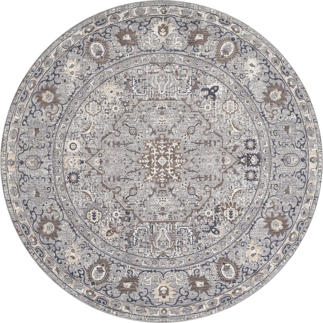 United Weavers Utopia Roseau Contemporary Abstract Round Rug, Blue, 7'11" x 7'11"