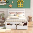 thumbnail image 4 of Bellemave White Full Size Platform Bed with 2 Drawers for Bedroom Living Room, Wood Storage Platform Bed Full Size for Kids Child Teen Adult, 4 of 9