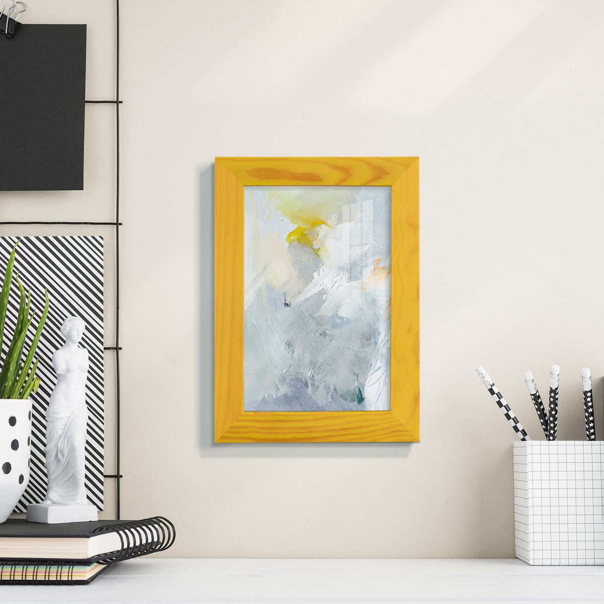Canary and Sky II - Framed Print w/glass - Sunflower Yellow