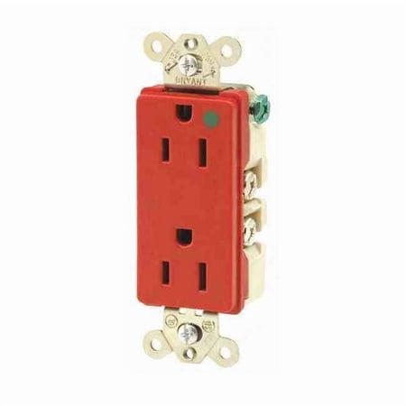 Bryant Receptacle,Red,15A,Hospital Grade,125VAC 9200RED
