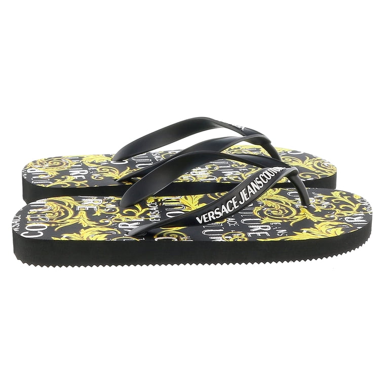 Versace Jean Collection New Flip Flops size 45/12 US Versace Jeans Couture Black/Gold Signature Sole Fashion Flip  main image 3