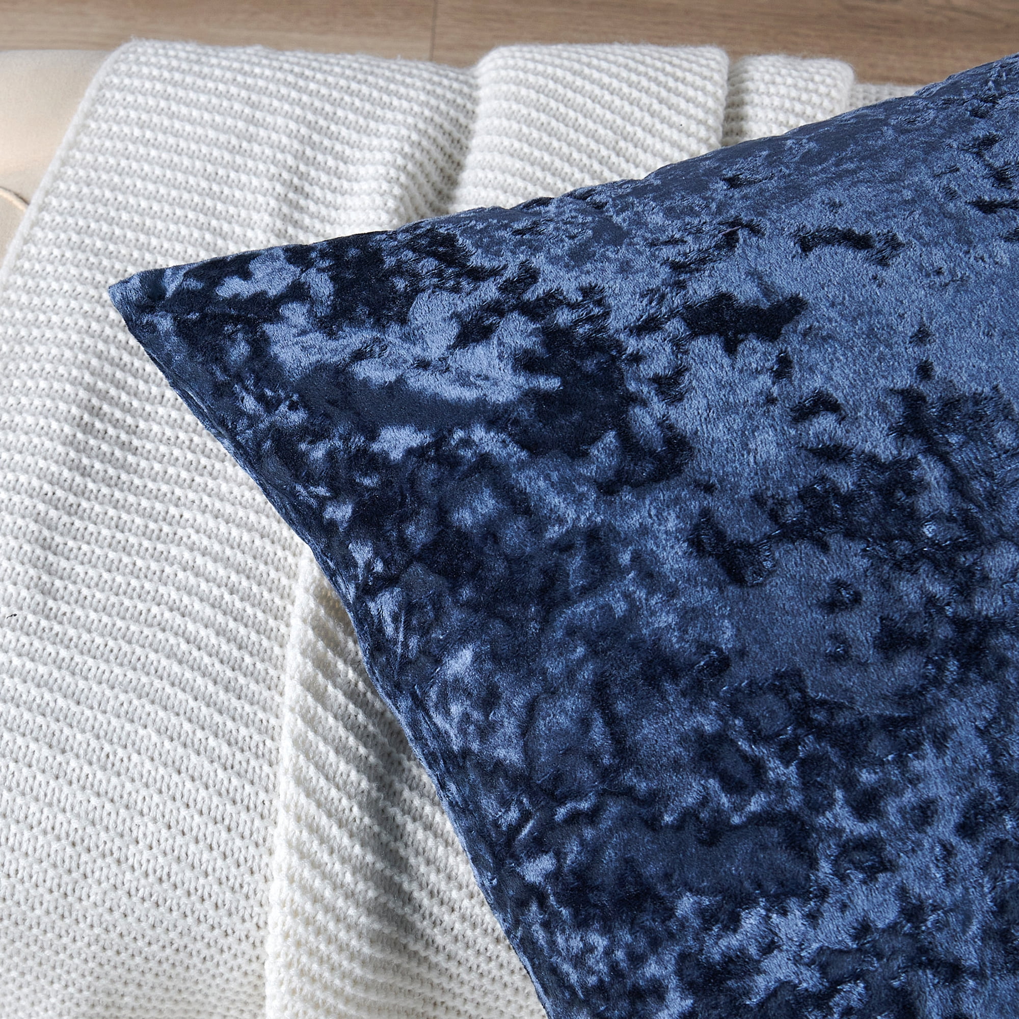 Home Soft Things Crushed Velvet 4 Piece Throw Pillow Cover Set - Blue - 20" x 20"