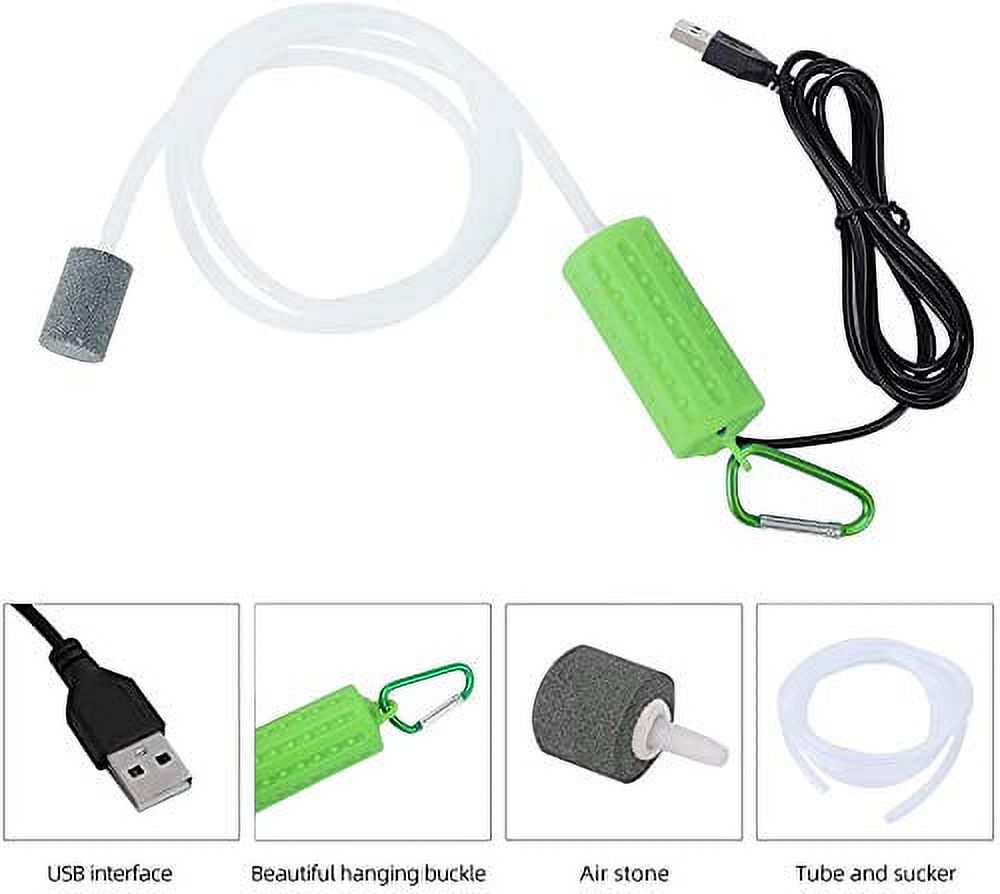 2PCS Aquarium USB Air Pump Portable Mini USB Aquarium Fish Tank Oxygen Air Pump Mute Energy Saving Fish Tank Air Pumps Green,One Size