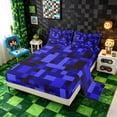 thumbnail image 2 of Meiyoeat Pixel Camo Pattern King Sheets 4pcs for Teens, Mosaic Block Print Bedding, Multi Blue Black, 2 of 6