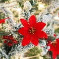 thumbnail image 3 of Fake Poinsettias Artificial Christmas Flowers - 2 Pcs Artificial Poinsettia Flowers 7 Heads Big Red Fake Flowers for Christmas Tree Silk Flower Decorations, 3 of 5