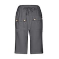 thumbnail image 4 of Seductiva Shorts for Women Women's Fashion Casual Pants Front Pocket Quarter Pants Solid Color Drawstring Tie Button Casual Pants Summer Shorts for Women, 4 of 5
