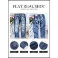 thumbnail image 4 of HOTAPEI Womens Ripped Jeans Floral Patchwork Jeans Straight Leg Jeans Destroyed Slim Fit Jeans, 4 of 5